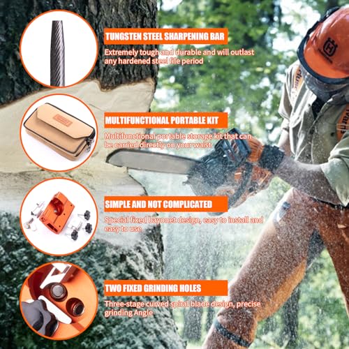 MRELC Chainsaw Sharpener, Chainsaw Sharpening Jig Kit, with Tungsten Burr Sharpening Rods,Portable Storage Bag, Hand-Cranked Sharpening Tool for 8-22 inches Chain Saws and Electric Saws - Image 4