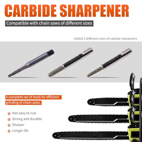MRELC Chainsaw Sharpener, Chainsaw Sharpening Jig Kit, with Tungsten Burr Sharpening Rods,Portable Storage Bag, Hand-Cranked Sharpening Tool for 8-22 inches Chain Saws and Electric Saws - Image 3