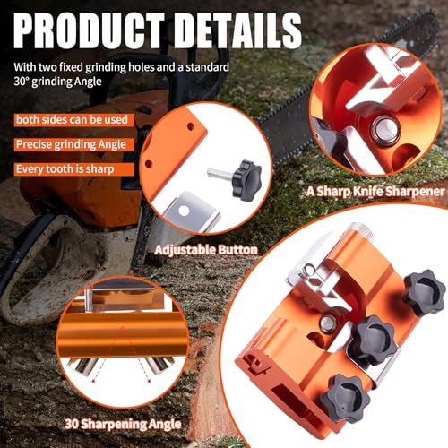 MRELC Chainsaw Sharpener, Chainsaw Sharpening Jig Kit, with Tungsten Burr Sharpening Rods,Portable Storage Bag, Hand-Cranked Sharpening Tool for 8-22 inches Chain Saws and Electric Saws - Image 5