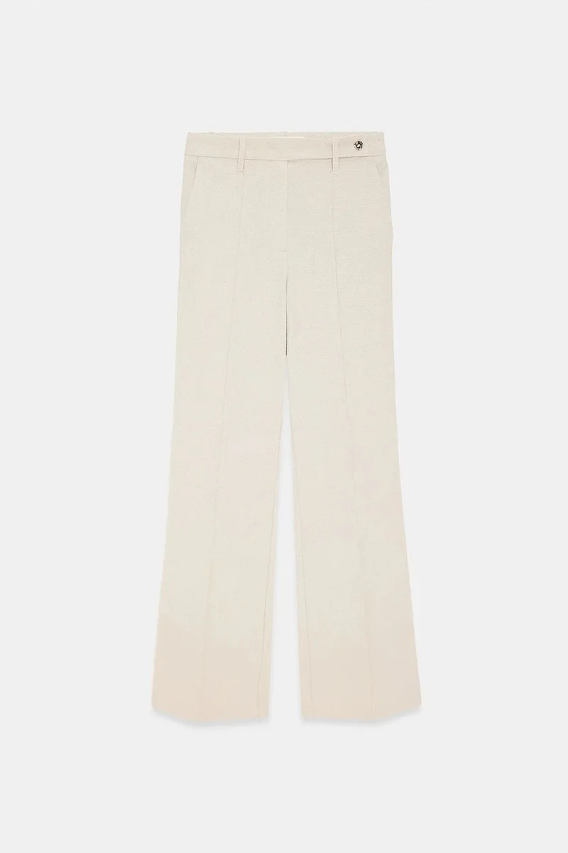 DILVIN Women’s Mid-Waist Wide-Leg Crepe Trousers