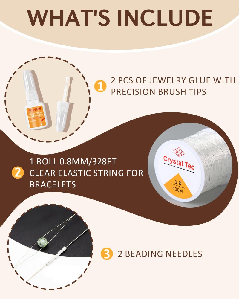 Zuawae Elastic String For Bracelets Making Kit  0.8Mm Clear Bracelet String  Jewelry Glue For Elastic String To Clay Beads  Jewelry Making Supplies - Image 2