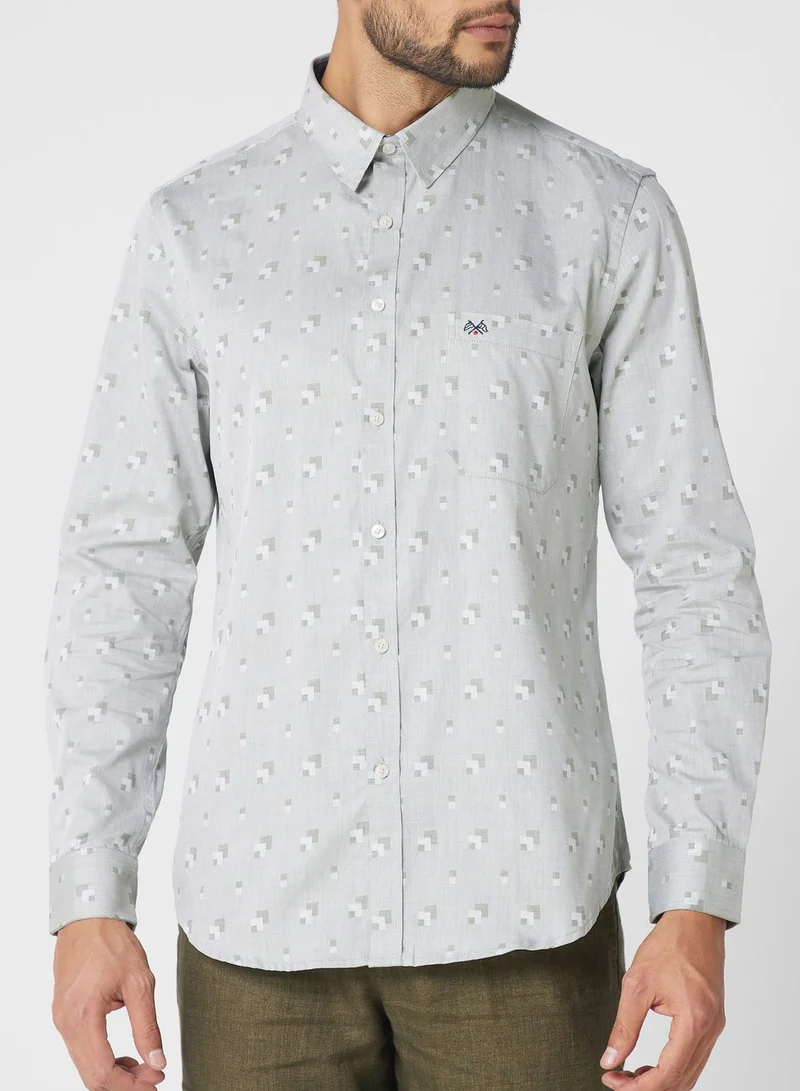 Thomas Scott Classic Slim Fit Self Design Pure Cotton Formal Shirt