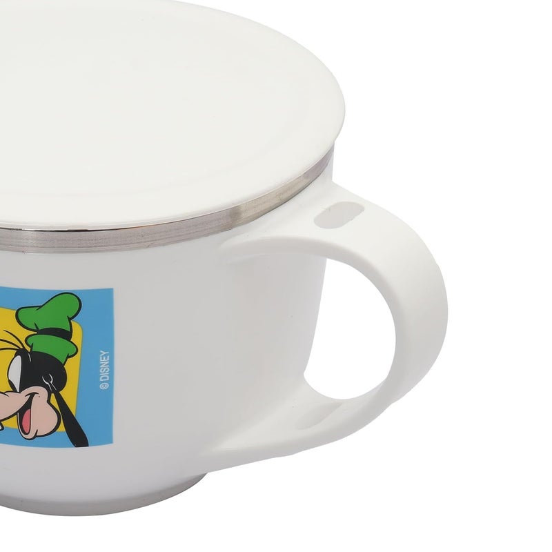 JAYPEE PLUS وعاء حساء ستانلس ستيل مطبوع بشخصية ميكي ماوس من ديزني مع غطاء وملعقة وعاء ماغي نودلز باستا، أفضل هدية ديوالي، هدية عيد ميلاد للبنات والأولاد، أبيض، 700 مل - Image 4