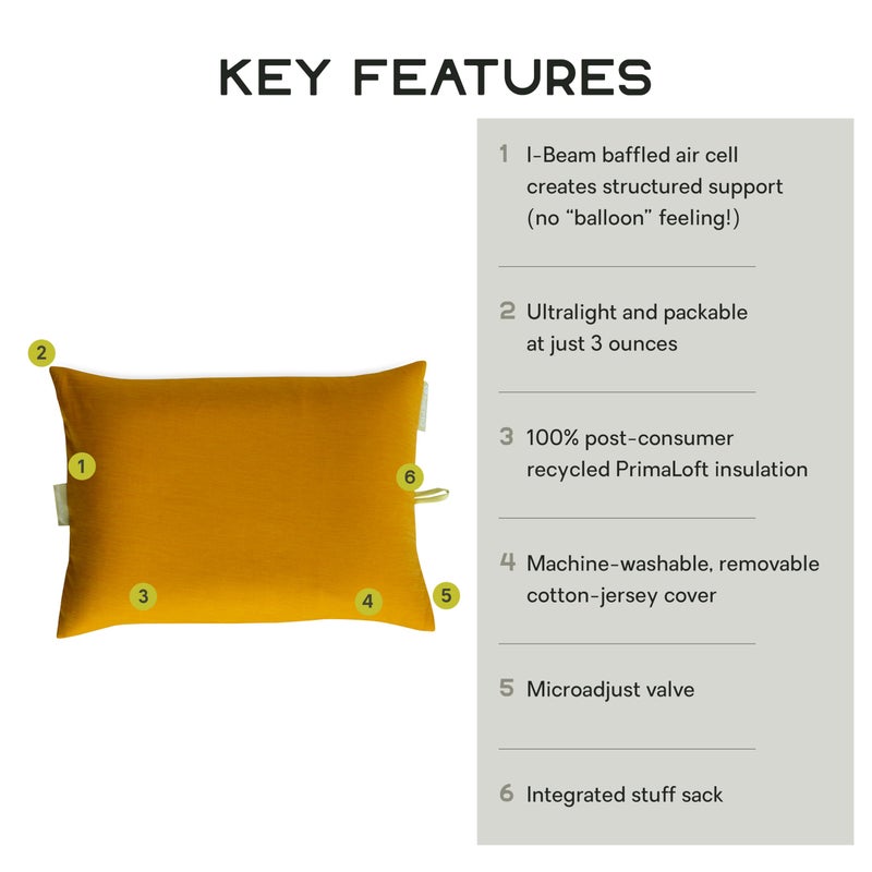 Nemo Equipment Fillo Elite Ultralight Backpacking & Camping Pillow - One Size - Mango/Citron - Image 2