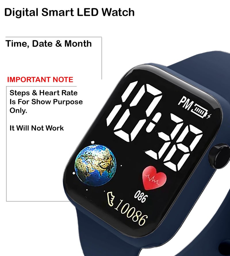 Matrix Kids Edition Digital Black Dial and Band LED Wrist Stainless Steel Watch (Blue) - Image 2