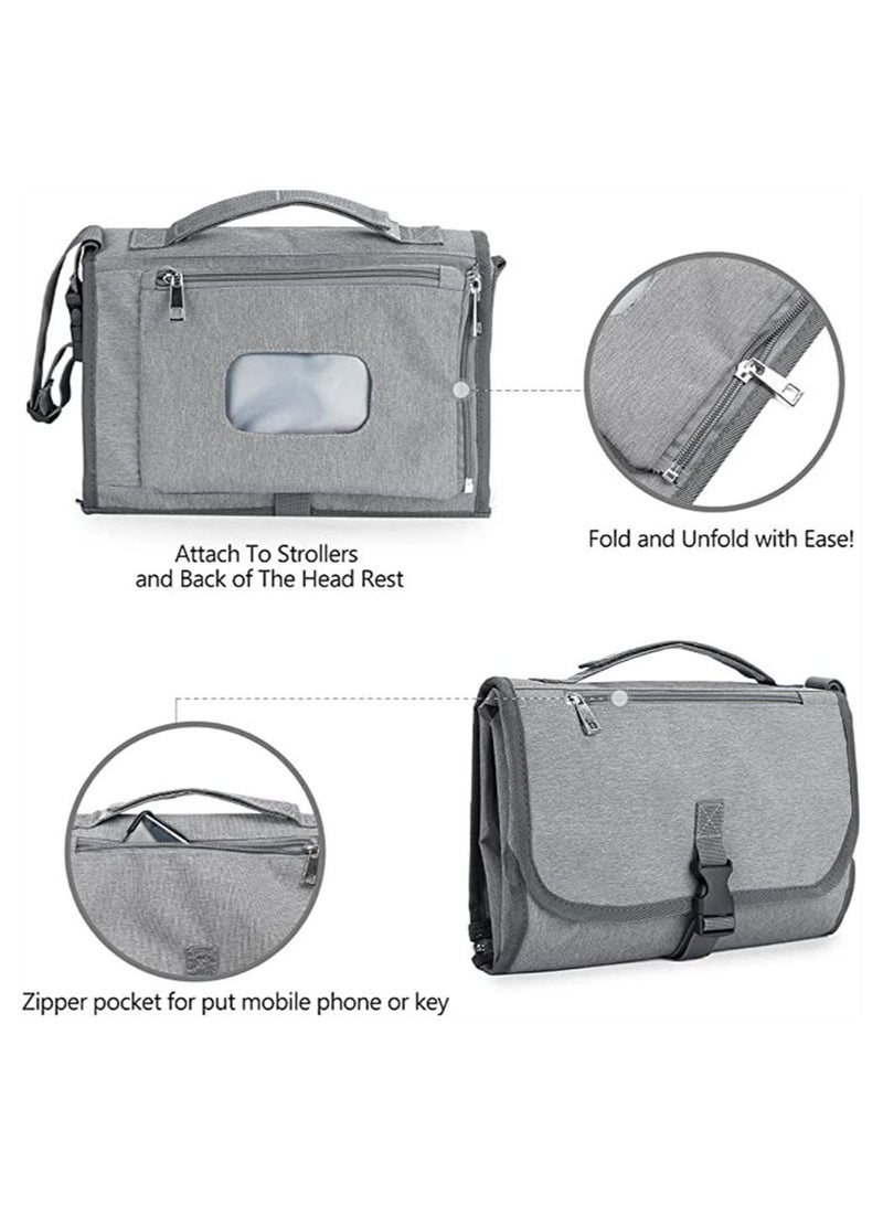 Portable Baby Diaper Changing Pad, Removable Travel Baby Changing Pad with Wet Wipe Bag, Waterproof Portable Baby Diaper Changing Pad, Great for Newborns