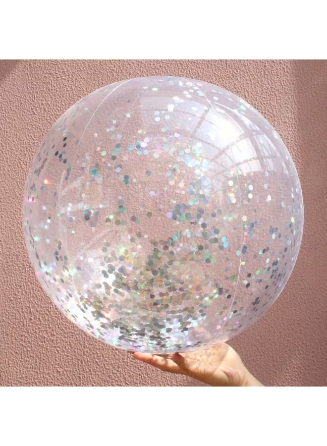 Goolsky Super Transparent PVC Inflatable Beach Ball with Glitter for Water Play. - Image 3