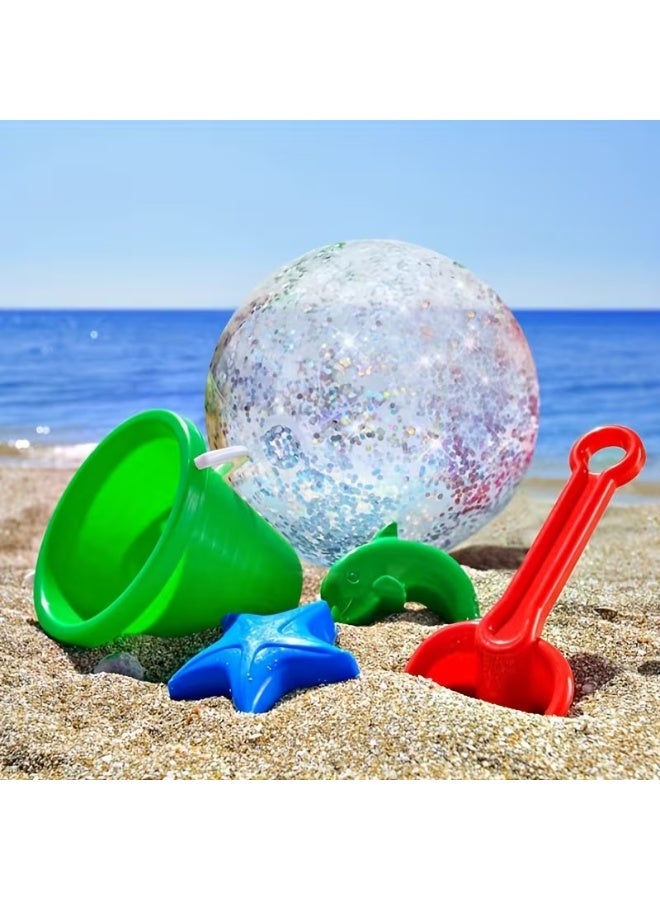 Goolsky Super Transparent PVC Inflatable Beach Ball with Glitter for Water Play. - Image 1
