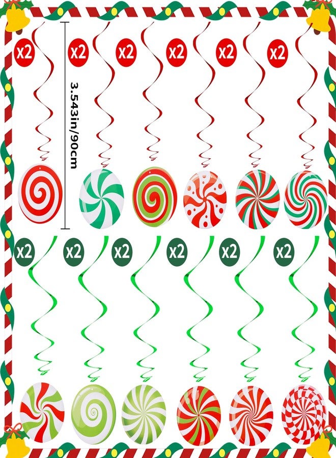 بيشيدا زينة عيد الميلاد من BEISHIDA على شكل عصا حلوى معلقة مكونة من 24 قطعة، زينة سقف عيد الميلاد على شكل دوامات معلقة لحفلات أعياد الميلاد الشتوية ذات طابع أرض الحلوى - Image 2