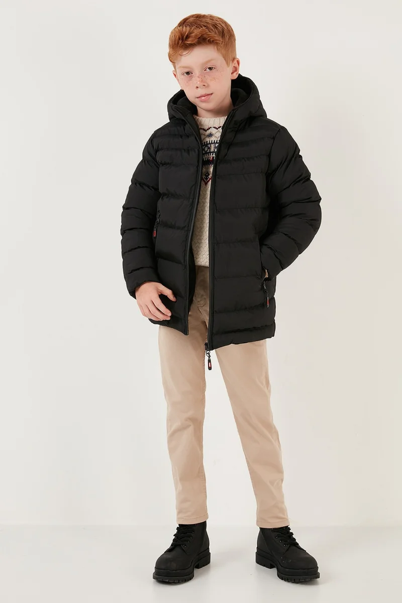 ليلا Zippered Pocket Hooded Puffer Coat Boys' Coat 6492324
