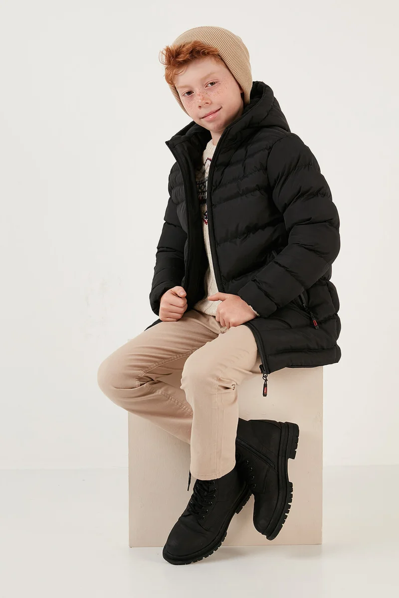 ليلا Zippered Pocket Hooded Puffer Coat Boys' Coat 6492324
