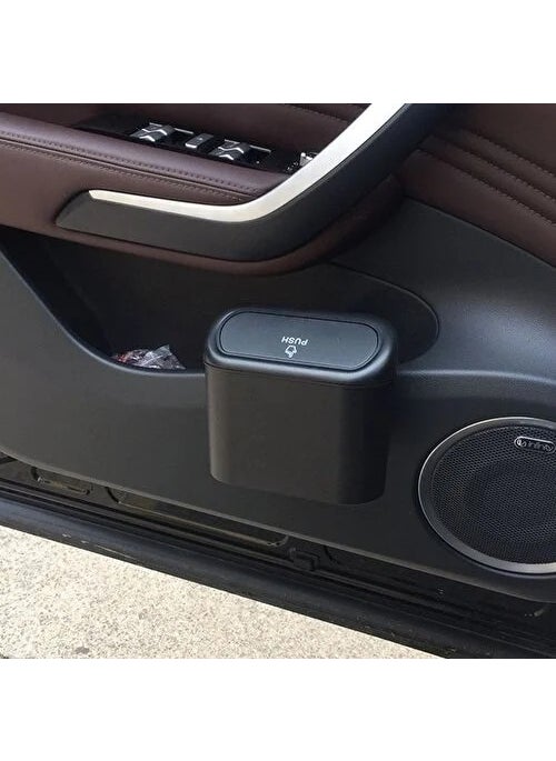 Efnlux Auto Car Trash Can Lid Organizer Garbage Can Black  - Image 1
