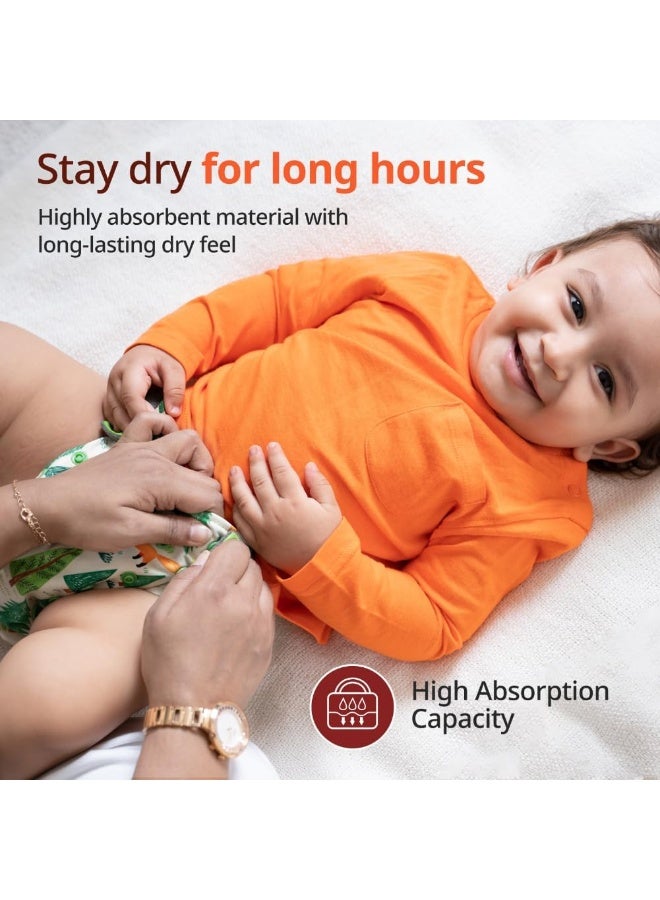 Luvlap Reusable Baby Cloth Diaper, Double Leak Guard, High Absorption, Quick Dry, Stain-Proof Comfort & Protection, 3m+, Adjustable Waist And Height With Snap Buttons, Absorbent Insert, Orange And Green - Image 3