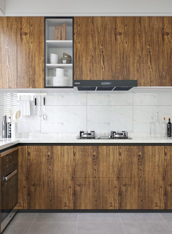 WESTICK Walnut Wood Grain Contact Paper for Kitchen Countertops Waterproof Brown Wood Peel and Stick Wallpaper Self Adhesive Removable Light Wooden Vinyl Wrap for Cabinets Drawers Tables 17.7"x120" - Image 2