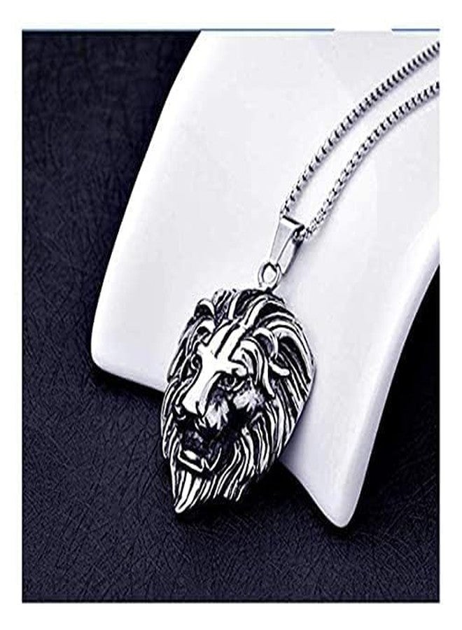 Gozby WellPoint Lion Head Pendant Necklace for Men & Boys | Stainless Steel Chain with Detailed Lion Face Design | Bold Fashion Jewelry for Casual & Everyday Use - Image 5