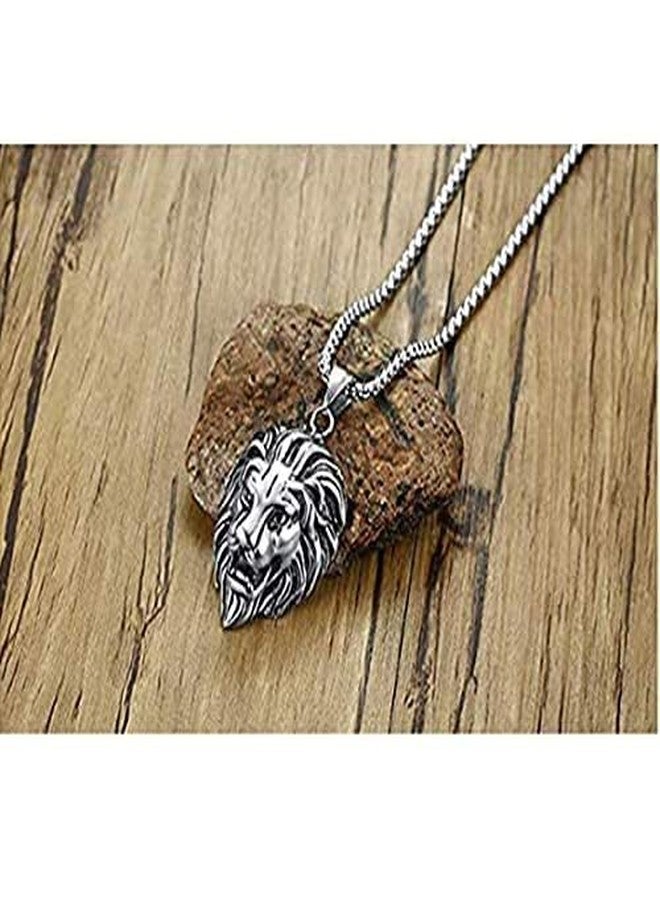 Gozby WellPoint Lion Head Pendant Necklace for Men & Boys | Stainless Steel Chain with Detailed Lion Face Design | Bold Fashion Jewelry for Casual & Everyday Use - Image 3