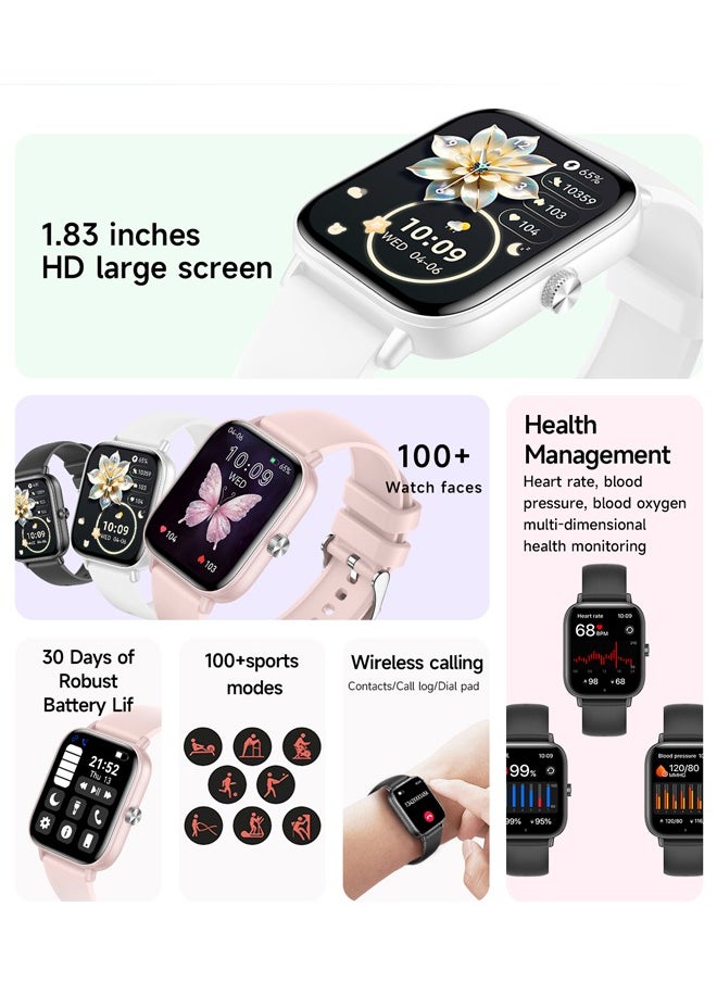 RollsTimi  - Men/Women Bluetooth Smartwatch, 1.83-Inch High Definition Large Screen Full Screen Touch, Ultra Thin Body, 100+ Sports Modes, Wireless Answering/Making Calls, Multi Dimensional Health Monitoring, Smart Bracelet RT i128 - Image 1