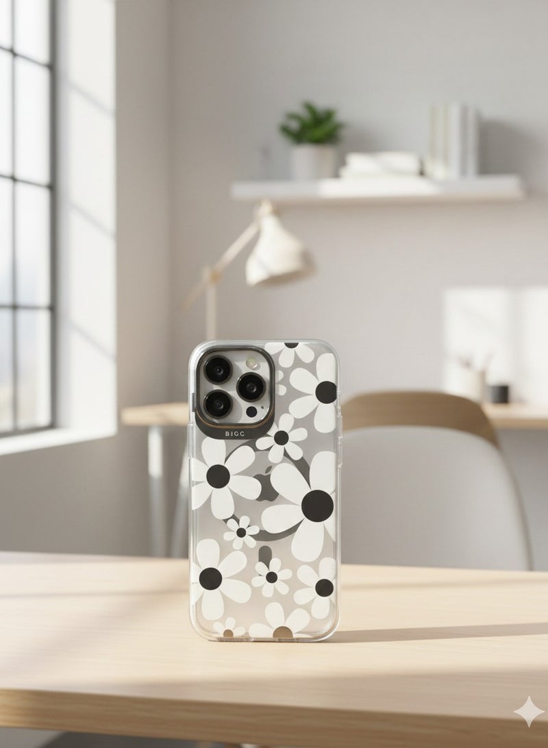 Grace Boho Neutral Flower Power Case • Earth Tone Mocha Daisy iPhone Cover 16 pro max - White - Image 1