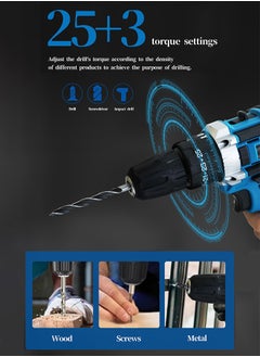 Generic 48V Cordless Drill Set, Power Drill 59Pcs with 3/8 Inch Keyless Chuck, 25+3 Clutch Electric Drill with Work Light, Max torque 45Nm, 2-Variable Speed & 2 Batteries and Fast Charger  - Image 2