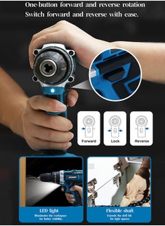 Generic 48V Cordless Drill Set, Power Drill 59Pcs with 3/8 Inch Keyless Chuck, 25+3 Clutch Electric Drill with Work Light, Max torque 45Nm, 2-Variable Speed & 2 Batteries and Fast Charger  - Image 4