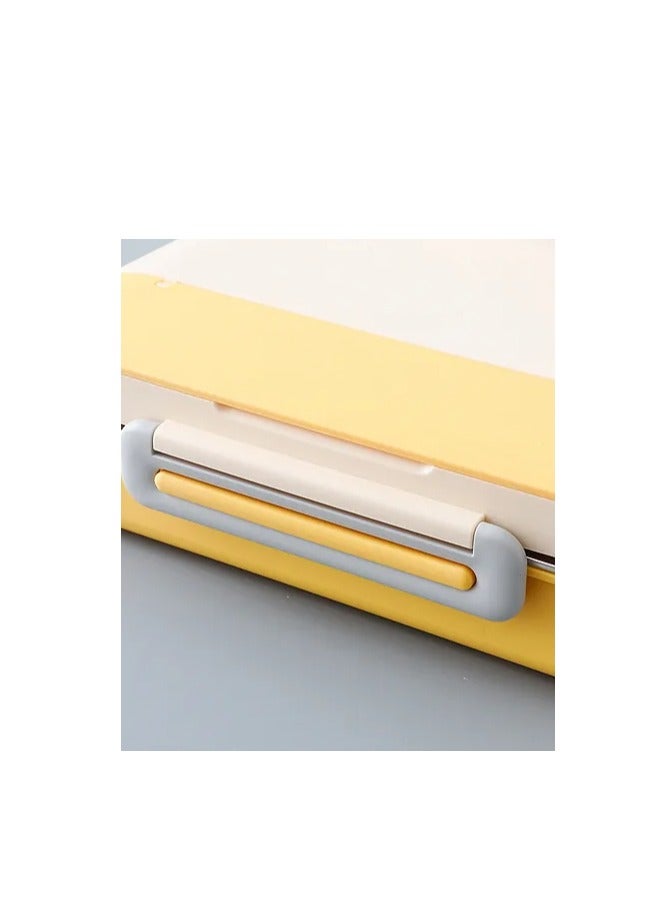 Beetles Beetle Japanese stainless steel lunch box 930ml 4 Compartment Lunch Box with spoon & chopsticks- Yellow and offwhite  - Image 4
