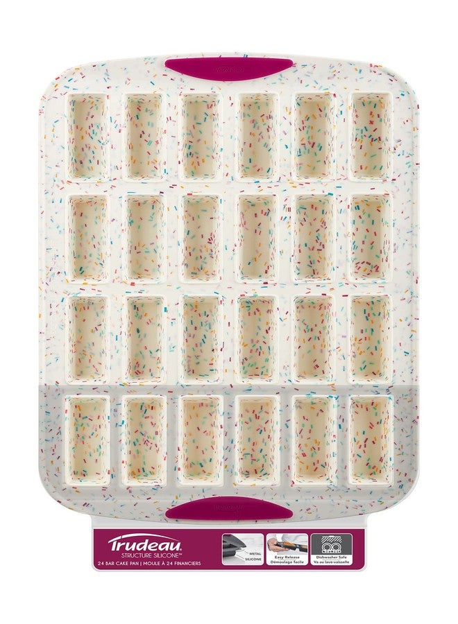 Trudeau 24 Slot Mini Bar Pan - Premium Confetti White Silicone Bakeware with Steel-Reinforced Rim - Nonstick, BPA-Free Brownie, Blondie, Snack Bar & Mini Cake Mold - Oven, Freezer & Dishwasher Safe - Image 3