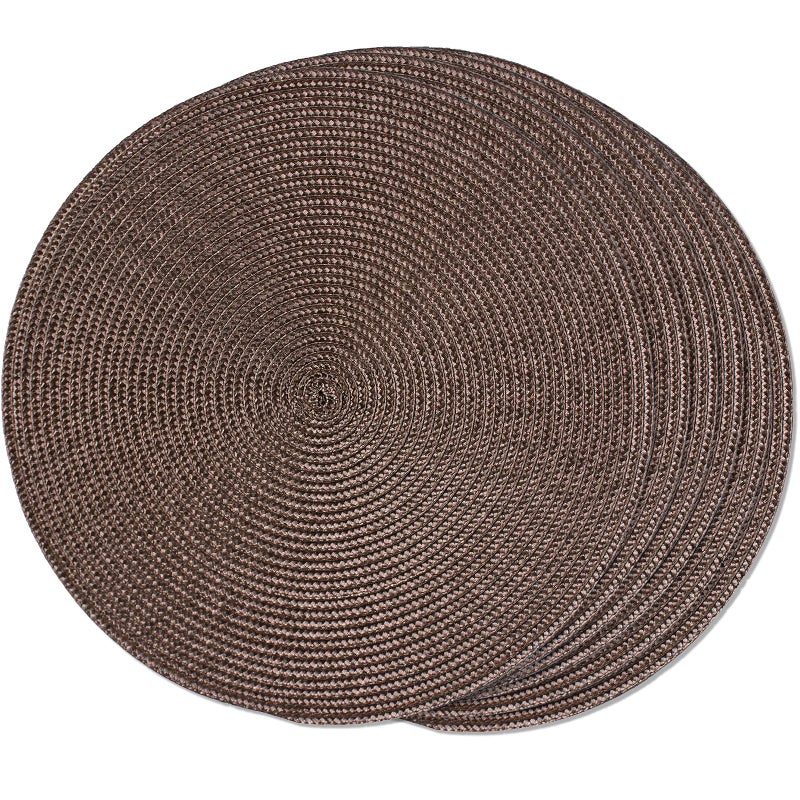 FunWheat Round Braided Placemats Set of 6 Table Mats for Dining Tables Woven Washable NonSlip Place mats 15 inch Brown 6pcs