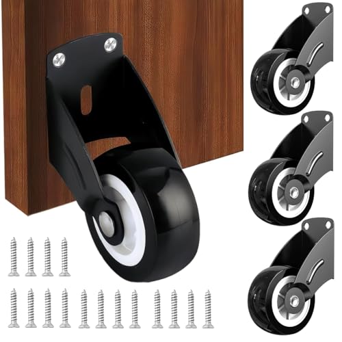 Serplex® 4Pcs 2.36 Inch Rigid Caster Gate Wheels, Anti-Sag Door Bottom Support Wheels, Anti-Friction Casters Repair Dropping Wooden Doors, Vertical Mount & Furniture fix Rollers (Smooth Sliding) - Image 1