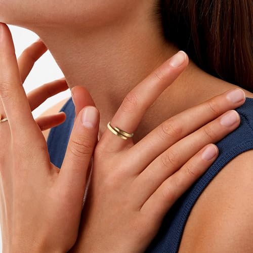 THUNARAZ 14K Gold Filled Rings for Women - Non Tarnish Gold Wedding Bands | Waterproof Stackable Thumb Rings | Open Twist Adjustable Rings Size 5 to 10 - Image 4