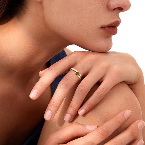 THUNARAZ 14K Gold Filled Rings for Women - Non Tarnish Gold Wedding Bands | Waterproof Stackable Thumb Rings | Open Twist Adjustable Rings Size 5 to 10 - Image 5
