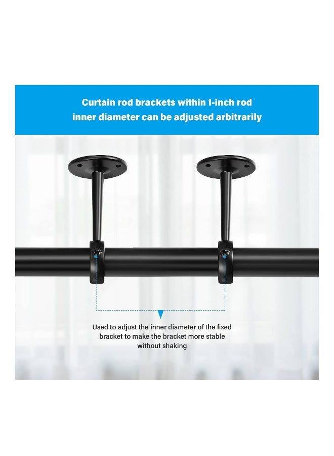 Adjustable 1-1/4 Inch Ceiling-Mount Curtain Rod Holders with Screws, Black - 6 Pieces for Home, Kitchen, Closet, Shower, Wall, and Window Use. - Image 3