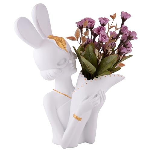 ZART Decorative Flower Vases for Living Room, Bedroom, Kitchen, Dining Room, Office, Home Decor 14 Inch Mix (White, MEEDIM) - Image 5