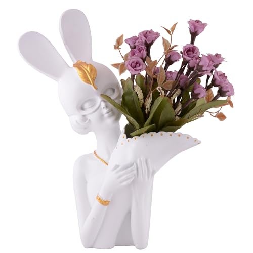 ZART Decorative Flower Vases for Living Room, Bedroom, Kitchen, Dining Room, Office, Home Decor 14 Inch Mix (White, MEEDIM) - Image 4