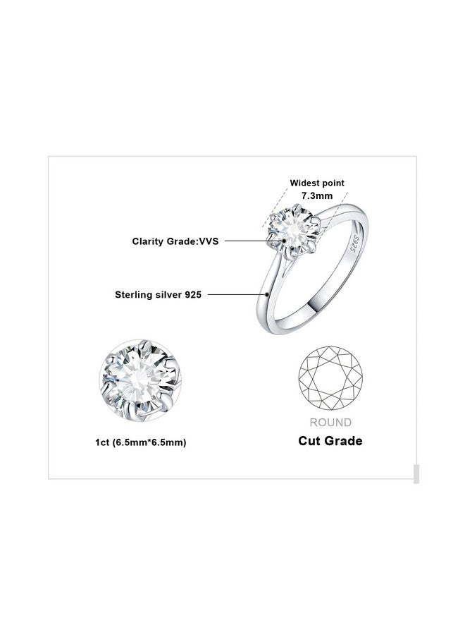 JewelryPalace Classic 1Ct Round Cut Cubic Zirconia Solitaire Engagement Rings For Women, 14K White Gold Plated 925 Sterling Silver Promise Ring For Her, Simulated Diamond Anniversary Wedding Rings 6 - Image 2