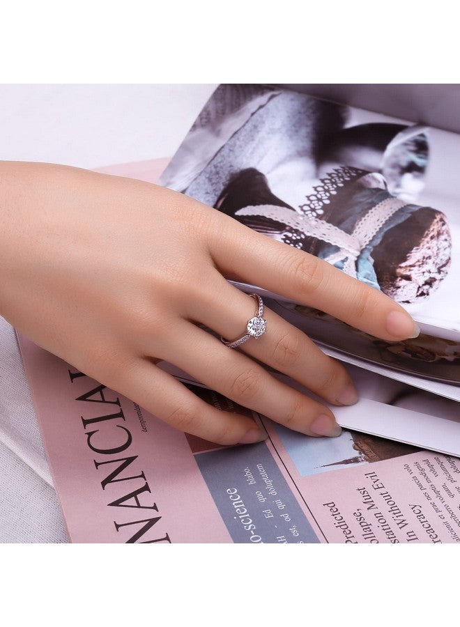 JewelryPalace Classic 1Ct Round Cut Cubic Zirconia Solitaire Engagement Rings For Women, 14K White Gold Plated 925 Sterling Silver Promise Ring For Her, Simulated Diamond Anniversary Wedding Rings 6 - Image 4