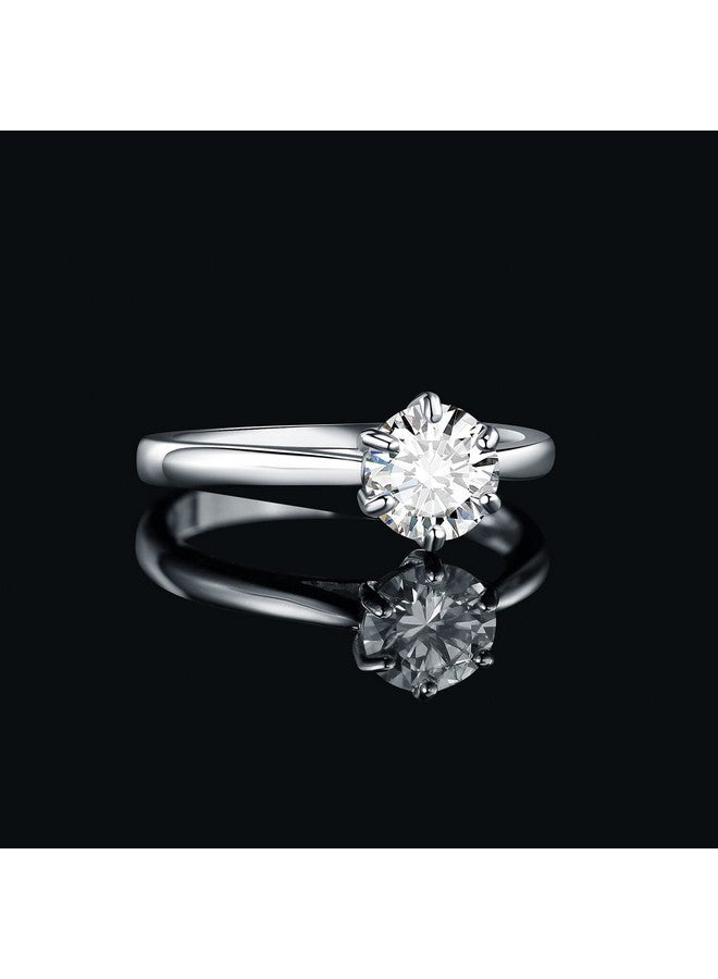 JewelryPalace Classic 1Ct Round Cut Cubic Zirconia Solitaire Engagement Rings For Women, 14K White Gold Plated 925 Sterling Silver Promise Ring For Her, Simulated Diamond Anniversary Wedding Rings 6 - Image 3