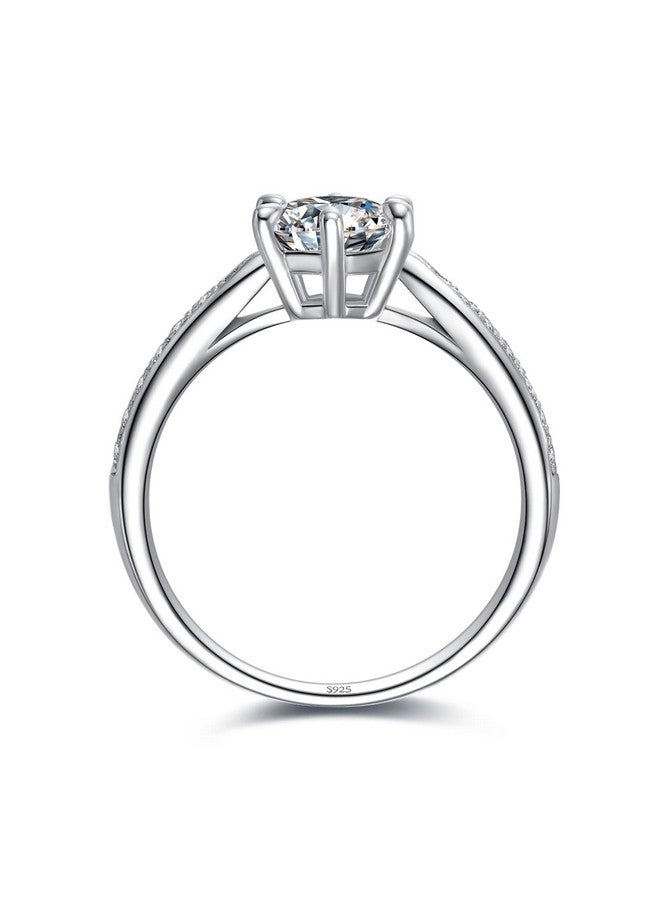 JewelryPalace Classic 1Ct Round Cut Cubic Zirconia Solitaire Engagement Rings For Women, 14K White Gold Plated 925 Sterling Silver Promise Ring For Her, Simulated Diamond Anniversary Wedding Rings 6 - Image 5