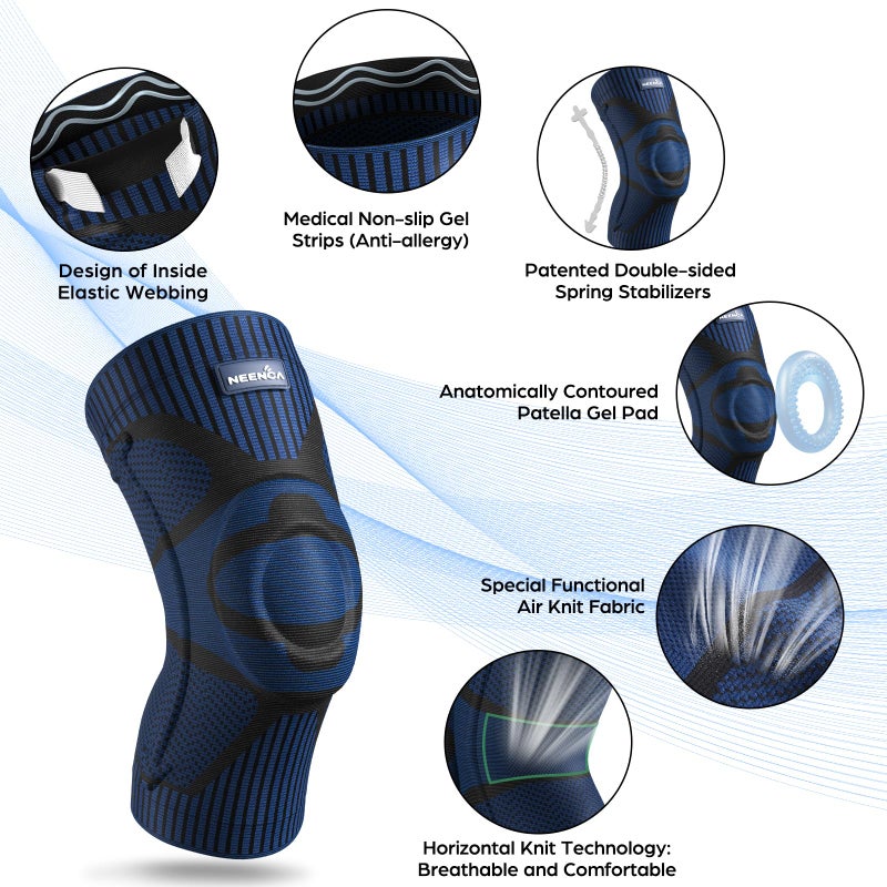 NEENCA Knee Brace for Knee Pain Relief, Medical Knee Support with Patella Pad & Side Stabilizers, Compression Knee Sleeve for Meniscus Tear, ACL, Arthritis, Joint Pain, Runner, Sport- FSA/HSA APPROVED - Image 2