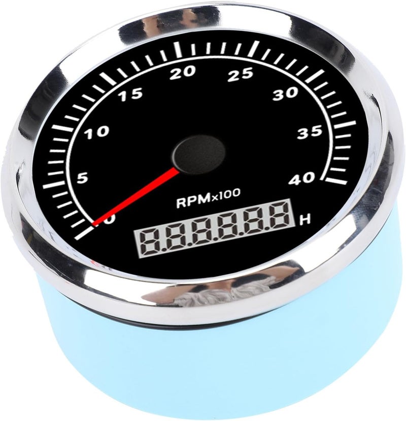 Acouto 85mm Tachometer Gauge Pointer LCD Digital Display, Step Motor RPM Meter with Backlit, Boat RPM Meter, Suitable for Car Truck RV (4000RPM) - Image 4