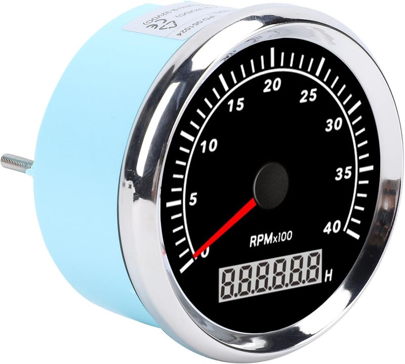 Acouto 85mm Tachometer Gauge Pointer LCD Digital Display, Step Motor RPM Meter with Backlit, Boat RPM Meter, Suitable for Car Truck RV (4000RPM) - Image 1