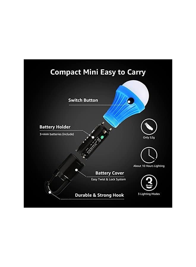 erorex LED Camping Lantern, Camping Essentials, AAA Batteries Included, 4 Packs, Daylight White Cool White Soft White Modes, Hanging Tent Light Bulbs with Clip Hook for Camping, Outdoor and Indoor - Image 5