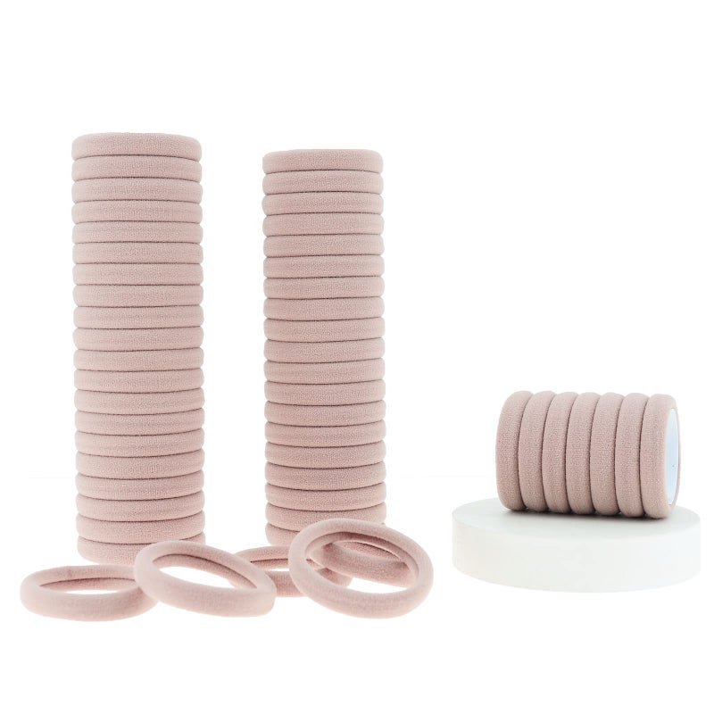 50 Pcs Thick Hair Ties Seamless Hair Bands Ponytail Holder Soft No Break Hair Bands for Women nude color