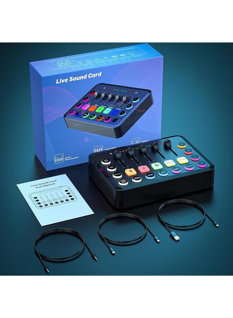 Mi VAZA Wireless Audio Mixer - 48V Phantom Power - XLR Microphone - Voice Changer - Noise Reduction - Built-in 1800 mAh Battery - Gaming DJ Mixer - Live Sound Card for Podcasting, Recording, Singing, Gaming, Tiktok, YouTube, PC, Computer - Image 1