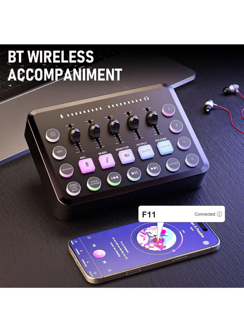 Mi VAZA Wireless Audio Mixer - 48V Phantom Power - XLR Microphone - Voice Changer - Noise Reduction - Built-in 1800 mAh Battery - Gaming DJ Mixer - Live Sound Card for Podcasting, Recording, Singing, Gaming, Tiktok, YouTube, PC, Computer - Image 5
