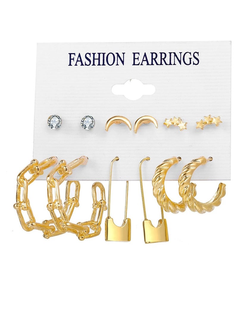 Goolsky طقم أقراط هندسية من اللؤلؤ وزركونيا مكعبة مكون من 6 قطع للنساء – طقم أنيق مضاد للحساسية وبسيط للحفلات اليومية في المكتب - Image 1