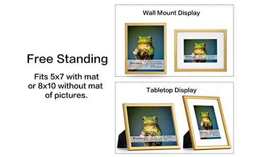 VIOLABBEY 8x10 Picture Frames Set of 4, Fits 5x7 Pictures with Ivory Mat or 8x10 Without Mat, Vertical or Horizontal for Wall or Tabletop Display, Semi Tempered Glass, Light Gold - Image 2