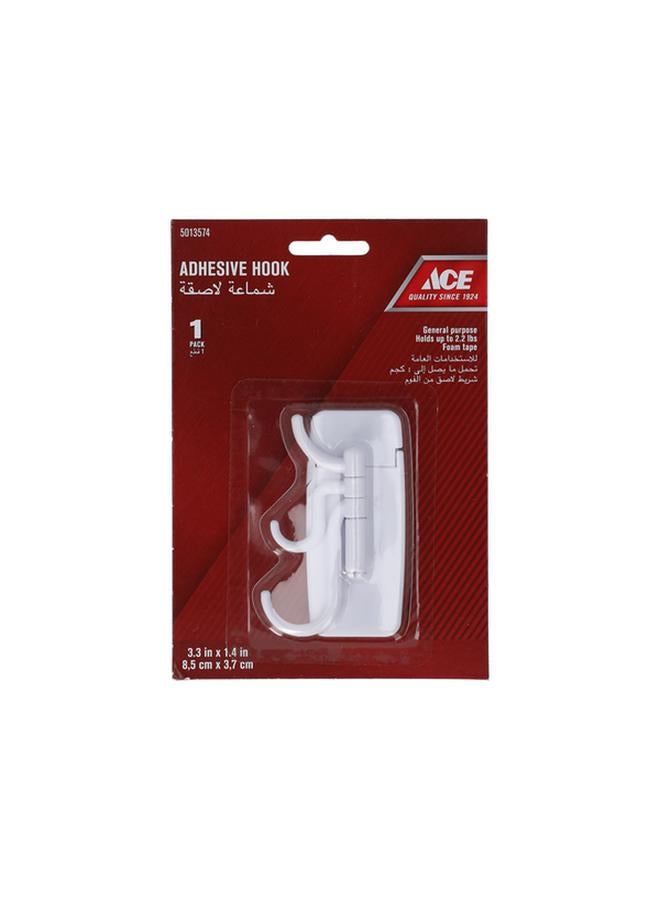 ACE General Purpose Foam Adhesive Hooks White 3.3 x 1.4inch ACE-SAG0018 