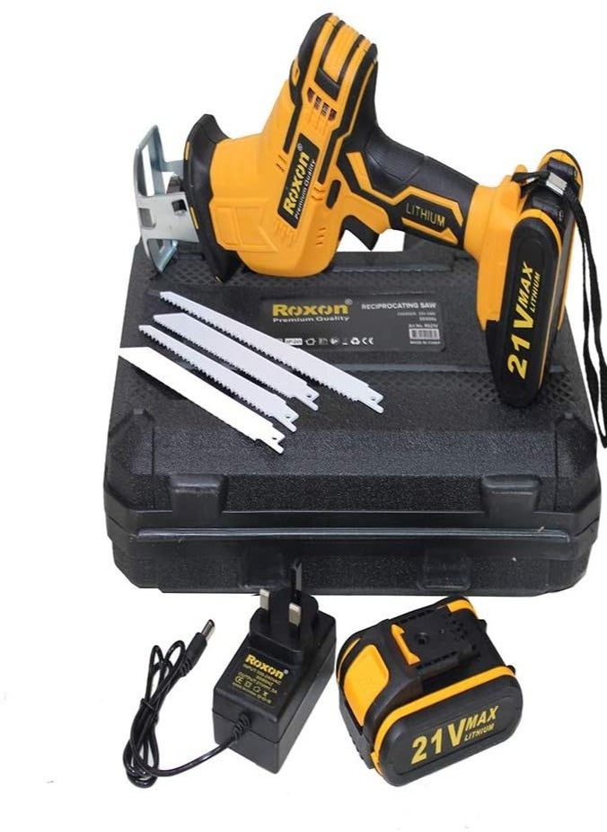 Roxon - 21V Cordless Reciprocating Saw with Lithium Battery, Charger, and 4 Blades – Premium Electric Cutting Tool for Wood, Metal, and PVC - Image 1