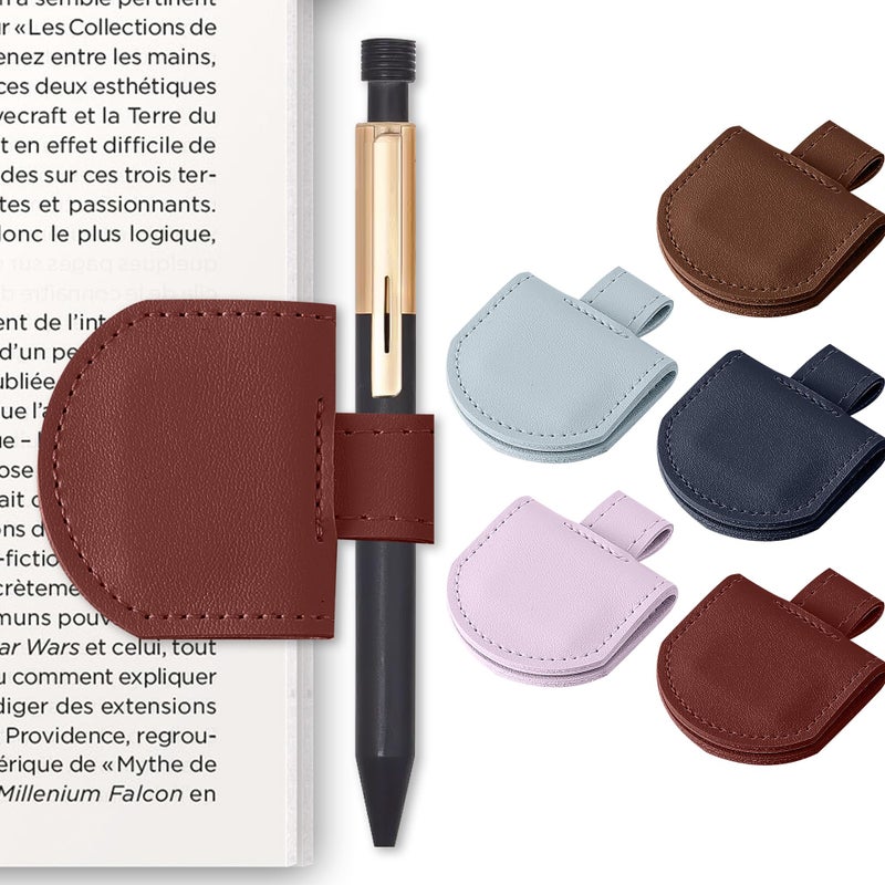 SESENSE Magnetic Pen Holder for Notebook - 5 Pcs Leather Magnetic Bookmarks Holder for Reading Women, Book Lover Gifts for Bookish, Standard Size - Image 1