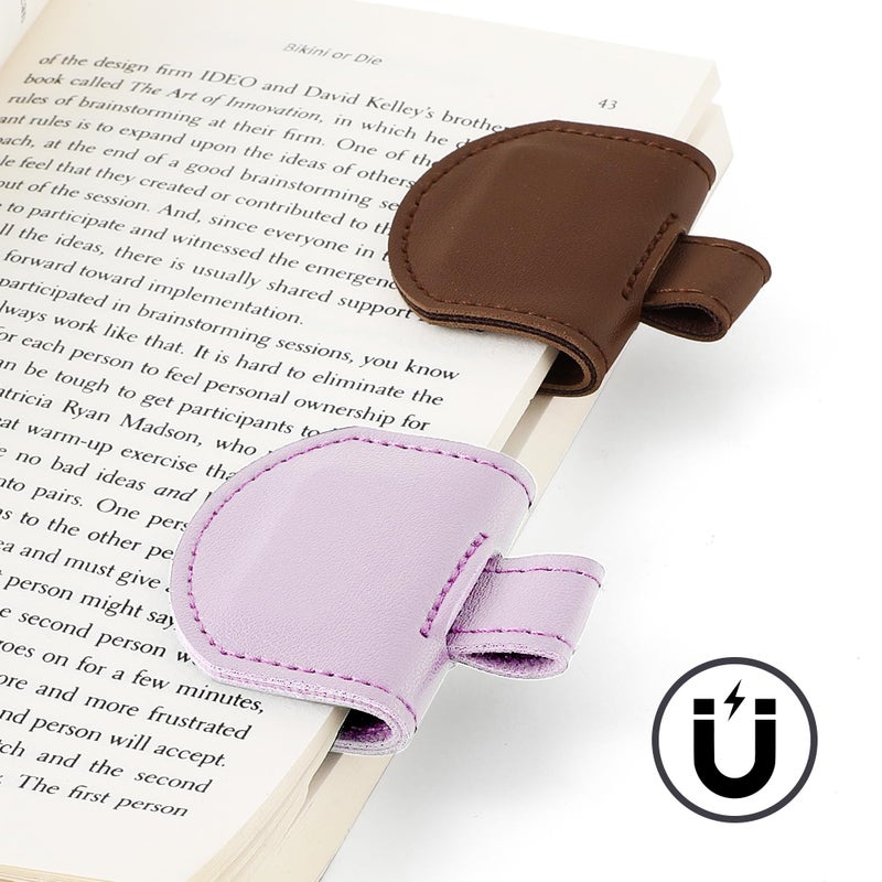 SESENSE Magnetic Pen Holder for Notebook - 5 Pcs Leather Magnetic Bookmarks Holder for Reading Women, Book Lover Gifts for Bookish, Standard Size - Image 3